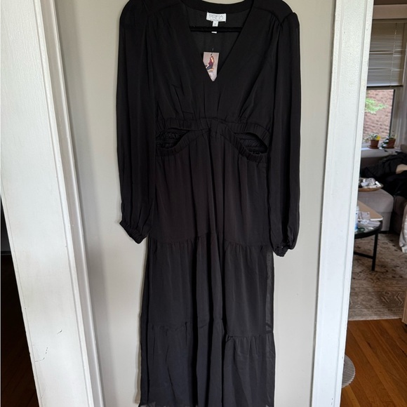 NWT Sofia by Sofia Vergara Black Ruched Maxi Dress - Picture 1 of 5
